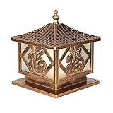 ASumPio Traditionelle Vintage-Säulenleuchte, Außenbeleuchtung, Wetterfeste Säulenleuchten, Rustikale Außenlaterne Mit Milchglas, E27-Säulenleuchte Für Garten, Terrasse, Gehweg,Brass-9.8in