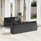 Frdhee Gartenmöbel Set Terrassencouch,Garten-Sofa-Set 8 pcs Schwarz 100 x 55 x 73 cm Poly Rattan,Balkonmöbel für Balkon,Terrasse & Poolbereich