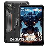 Blackview Outdoor Tablet 8.68 Zoll Android 15 GeminiAI, 24 GB RAM + 128 GB ROM + 2 TB TF Active 5 Rugged Tablet Dual 4G SIM/IPS 90 Hz/NFC/Face ID/AI Camera/GPS/IP68&IP69K&MIL‑STD‑810H