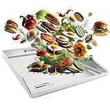 FENNEK Plancha Grillplatte Teppanyaki 40 x 30 cm | 4,0 mm Edelstahl | Ideal für Burger, Gemüse, Fisch, Steaks uvm. | Spülmaschinenfest | hochgezogene Kanten | extra großes Ablaufloch | Made in Germany