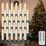 Eldnacele 30er LED Lichterkette Kerzen mit Fernbedienung, Timer und Dimmer, Kabellos Kerzenlichter mit Clip, Flammenlose Weihnachtskerzen für Tannenbaum Weihnachtsbaum, Hochzeit, Geburtstags, Party