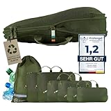 TRAVEL DUDE Packwürfel Set mit Kompression aus recycelten Plastikflaschen | Leichte Packing Cubes | Packtaschen Set für Rucksack & Koffer (Wald Grün, 7-teiliges Set)