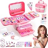 Hapikids Kinderschminke Geschenke Mädchen 3-10 Jahre,Schminke Kinder Spielzeug ab 3 -8 Jahre Kinderschminke Set Geburtstagsgeschenk für Mädchen Schminkkoffer Geschenke