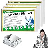 TOOHAO Rettungsdecke 4 Stück, Erste Hilfe Decke 210x160cm, Silber Emergency Blanket Perfekt für Outdoor, Wandern, Naked Survival Ausrüstung, Marathons oder Notfall, Robust, Reißfest & Wasserdicht