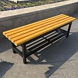 Rückenfreie Gartenbank für 23 Personen, Sitzgelegenheit im Freien, mit Hocker aus Kiefernholz und Aufbewahrungsregal, hält 500 kg, perfekt für Hinterhof, Balkon, Veranda oder Deck