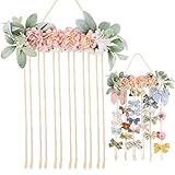 POVETIRE Schleifenhalter für Mädchen, Haarschleifen, Haarspangen, Hängeorganizer, Baby-Stirnband, Aufbewahrung, Haar-Accessoire, Display für Wand, Zimmer, Baby, Kinderzimmer, Dekorationen (Blume)