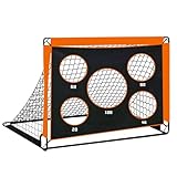Fitencexu Faltbares Fußballtor Kinder Outdoor Set – Pop-up 120x90cm mit Torwand, 3x15cm Zielen & 6 Hütchen. Leicht + Stabil für Garten/Strand/Park, inkl. Tragetasche & Bodenankern (Orange)