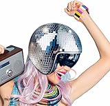 Bursker Disco Ball Hut, Glitzer Spiegel Discokugel Helm mit Einziehbarem Visier, Diskokugel Hut für Männer & Frauen, Ideal für Festivals, Hochzeiten, Partys, Discokugel Helm (Purple)