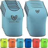 German Wear Training Leibchen (6er-Set) - 6X Fußball Trainingsleibchen - Multifarbige Trainingswesten | Fussball Leibchen Kinder & Leibchen Erwachsene | Hellblau - L