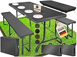 KESSER® Bierzeltgarnitur 3-teilig Set Tisch & 2X Bank | Buffettisch für drinnen & draußen Gartengarnitur klappbar 183x76x74cm Kunststoff Klapptisch Gartentisch Inkl Abdeckung & Tragegriffe