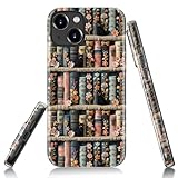Goodon Schutzhülle für iPhone 15, kabelloses Laden, doppellagige Hartschale und Silikonhülle, Schutzhülle mit niedlichen Wildblumen-Designs für Frauen, Vintage-Buchrücken
