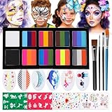 Janolia Gesichtsfarbe Kinderschminken Set, Rainbow Split Cake Palette, Bodypainting für Theaterschminke, Faschingsschminke Face Paint, Ideal Wasserbasis Kinderschminke Set für Halloween Karneval