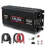 Spannungswandler 12V 230V 1500W / 3000W Stoßkraft Wechselrichter LCD | stromumwandler mit 2 Steckdose 1 USB