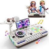 DJ Pult DJ Mischpult für Kinder 3-10 Jahre DJ Mixer DJ Controller Musikinstrumente mit Mikrofon 100+ Soundeffekten Licht Akku Ideales Geschenk Spielzeug für DJ-Mixer Jungen Mädchen 4 5 6 7 8 9 Jahre