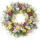 Betylifoy Türkränze Frühling Kränze für Haustür Künstliche Blumen Kranz 45CM Groß Türkranz Ganzjährig Künstliche Dekokranz Kränze für Außenbereich Wand Hochzeit Heimdekoration