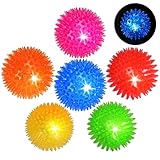 Hundespielzeugbälle, 6 Stück, 8,9 cm, LED-Licht, quietschend, langlebig, interaktiv, leuchtend, Apportierspielzeug für aggressive Kauer, BPA-frei, ungiftig, stachelige Kaubälle für Welpen