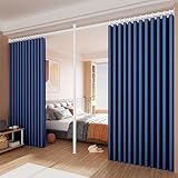 Verstellbare Gardinenstangen ohne Bohren, für Raumteiler, wärmeisoliert, Verdunkelungsvorhänge, vom Boden bis zur Decke, Raumteiler (Dunkelblau, 4,2 m x 5,2 m Breite)