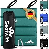 Faltbares Iso-Sitzkissen-Outdoor Sitzmatte (35x35cm) mit Tragetasche + Karabinerhacken für idiale Befestigung am Rucksack maximaler Schutz vor Kälte Nässe Schmutz GRÜN