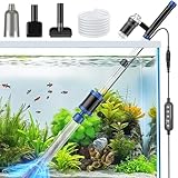 Suness Mulmsauger Aquarium Elektrisch, 36W Smart Aquarium Sauger mit Timerfunktion, Einstellbare Leistung, Aquarium Zubehoer, Aquarium Reinigungsset für Wasserwechsel, Kies und Bodengrund Reinigen