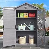 Outdoor Holz Gartenmöbel Aufbewahrungsschuppen, Werkzeughaus für Garten, Terrasse, verblassungsfrei, wetterfest, wartungsfrei (grau)