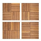 TFGXUE 36er Set Holzfliesen Klickfliesen 30.3 x 30.3 x 2.3 cm, Balkonfliesen Klicksystem Wetterfest, Terassenplatten Außenbereich, Balkonboden Klicksystem, Rutschfest Robust und Langlebig