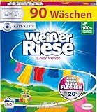 Weißer Riese Color Pulver (90 Waschladungen), Colorwaschmittel wirkt riesig stark gegen Flecken, Kalt-Aktiv schon ab 20° C, ergiebiges Waschpulver, ideal für Familien mit Kindern
