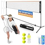 KESSER® Badmintonnetz Tennisnetz | Federballnetz 3-Fach-Höhenverstellbar 107/120/155cm, stabiles Gestell, Set mit Netz, 3X Federball & 3X Tennisball, Montagezubehör, Transporttasche, Indoor & Outdoor