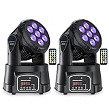 BETOPPER Moving Head Bühnenlicht LED 7x8W DMX RGBW Professioneller Mini Moving Head Spot Beam 4 in1 Strobe Beleuchtung Effekt für DJ Disco Halloween Club Hochzeit Home Party (LM70SR, 2 Stück)