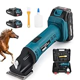 Schermaschine Pferde Akku, 500W Kabelloses Pferdeschermaschine Mit 2x2500mAh Akkus, 6 Geschwindigkeiten Professionelle Schermaschine für Pferde Dickes & Verfilztes Haar Kompatibel mit Makita 18V Akku
