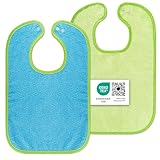 Wörner Baby Lätzchen 2er Set - 2x Kinderlätzchen mit Druckknopf / 100% Baumwolle, OEKO-TEX® Standard 100, größenverstellbar, sehr saugfähig - Blau Grün