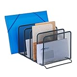 Relaxdays Dokumentenhalter Schreibtisch, 5 Fächer, Metall, HBT: 19 x 20,5 x 37,5 cm, stehende Ablagefächer, anthrazit