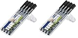STAEDTLER permanenter Universalstift Lumocolor, wisch- und wasserfest, für fast alle Oberflächen, sekundenschnell trocken, nachfüllbar, 4 schwarze Marker in sortierten Linienbreiten, 31-9WP4GS