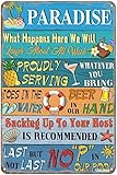 XingFox Metallschild „Paradies-Poolregeln, Vintage-Stil, für Terrasse, Pool, Wanddekoration, Schwimmbad, Außendekoration, 20 x 30 cm