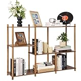 GERYMU Bücherregal Stehend Raumteiler Regal, Offene Fächer Standregal mit 4 Ebenen für Wohnzimmer, Arbeitszimmer, Konsolentisch, Schlafzimmer, Rustikales Braun 120x85x30 cm