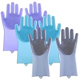CUCUFA Küchen-Geschirrspülhandschuhe, 3 Paar Geschirrspülhandschuhe, Silikon-Waschhandschuhe, Haushaltsreinigungshandschuhe