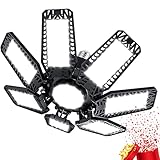 YIQIBRO Garagenlampe LED 200W 1 Stück, 20000LM 7000K Verformbare LED Werkstatt Deckenleuchte mit 7+1 Verstellbaren Paneelen, E26/E27 Werkstattlampe Garagenleuchte für Keller Geschäft Werkstatt Lager