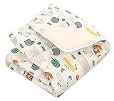 TupTam Krabbeldecke für Baby 120x120 cm - Gepolsterte Spieldecke Baby Baumwolle, XXL, OEKO-TEX, Weich & Hautfreundlich, Farbe: Wald/Beige