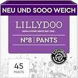 LILLYDOO Baby Windeln Pants - Größe 8 (17+ kg), Halbmonatsbox (45 Höschenwindeln), Sicherer Auslaufschutz - Hautfreundlich, Weich & Ohne Lotionen für empfindliche Haut, Dermatologisch getestet