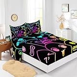 Spannbettlaken Fluoreszenz Polyester Bettlaken 40 cm Steghöhe Knitterfreies Und Atmungsaktives Spannbetttuch 4Er Sets Spannbetttücher Für Einzelbett,Bed Sheets
