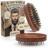 lampox® Männer Bartbürste, Bartstyling, Bartkamm, Haarbürste für kurze, mittellange und lange Haare - für die tägliche Bartpflege von 3-Tage-Bart oder Vollbart (2-er Set)