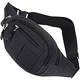 Retoo Bauchtasche für Damen und Herren, mit 4 Taschen und Reißverschluss, Tasche mit verstellbare Riemenlänge, wasserdichte und schmutzabweisend Tasche, für alle Aktivitäten geeignet, Schwarz