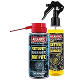 Atlantic Ketten-Pflegeset (8800K) bestehend aus 1x 200 ml Kettenreiniger (5195) + 1x 150 ml Kettenfett mit PTFE (3592)