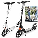 Tretroller Erwachsene Klappbar Kinderroller Erwachsene Scooter Cityroller Tretroller,3 Höhenverstellbare Kickroller mit Handbremse für Jugendliche Kinderroller City Scooter (Schwarz)