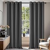 Deconovo Thermovorhang Kälteschutz Gardinen mit Ösen 175x140 cm(HöhexBreite) Blickdichte Vorhänge Schlafzimmer Blackout Curtain Verdunkelung Wärmeisolierend, Dunkelgrau, 2er Set