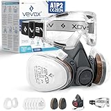 VEVOX® Atemschutzmaske – A1P2 Filter – Schutz gegen Feinstaub, Gase und Dämpfe – Zum Lackieren, Schleifen und Sanieren – Gasmaske, Staubmaske & Lackiermaske – inkl. 6x P2 und 2x A1 Filter