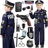 INNOCHEER Polizei Kostüm für Kinder, Spielzeug für Jungen, Halloween Karneval (Upgrade-Zubehör, Medium-(5-7 Jahre))