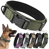 Ledeak Taktisches Hundehalsband, Verstellbares Polypropylen Nylon Hunde Halsband mit Sicherheitsschnalle, Gepolstert Weich Hundehalsbander, Tactical Dog Collar für Mittlere Große Hunde (Grün, L)
