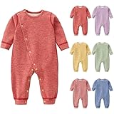 Baby Mädchen Jungen Schlafstrampler Langarm Warm Strampler Neugeborene Schlafanzug mit Knöpfen Schlafoverall Einfarbig Baumwolle Pyjama Gefütterte Ohne Füße (Green, 6-12 Months)