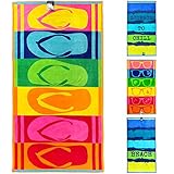 jilda-tex Strandtuch 90x180 cm Badetuch Strandlaken Handtuch 100% Baumwolle Velours Frottier Pflegeleicht (Flip Flops)