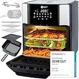 Balter Heißluftfritteuse Airfryer, 12 Liter XXL, Mini Backofen, Dörrautomat, Friteuse Heissluftfritteuse, 10 Programme, all-in-1 Air Fryer, Rezeptbuch, HL-1200